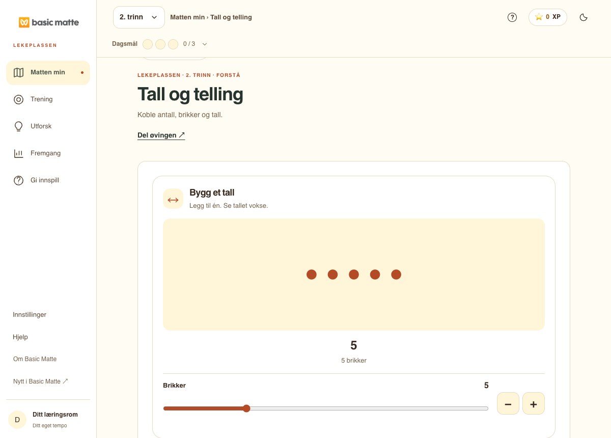 En interaktiv matematisk modell med kontroller du kan endre selv.